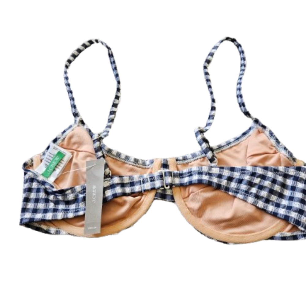 J.Crew Gingham Underwire Bikini Top, 38D, Blue/ White - Picture 5 of 8